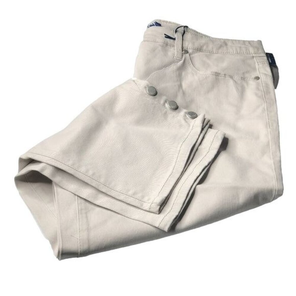 Bandolino Selene Capri Stone Color Stretchy Skinny Fit Button Accent